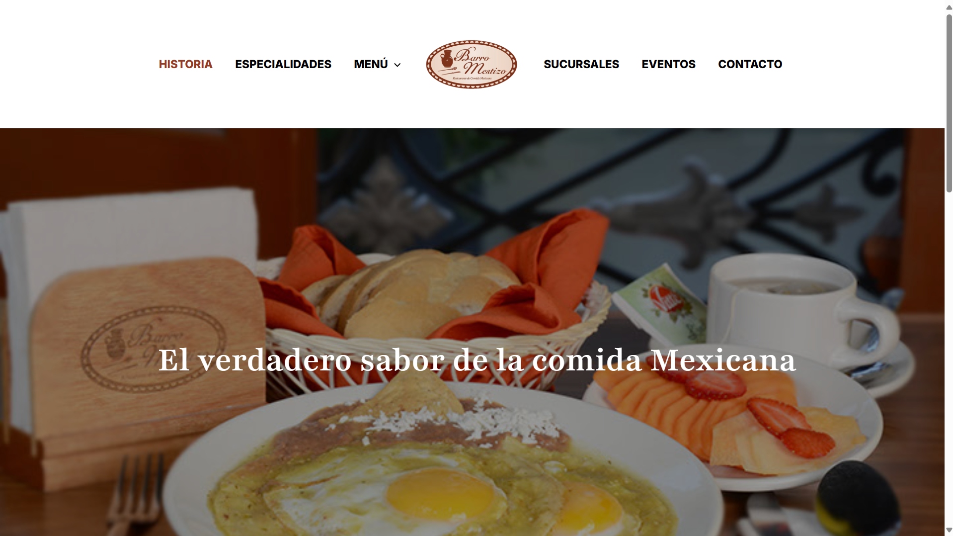 Proyecto Jannova web design para resturante comida mexicana landing page en blanco