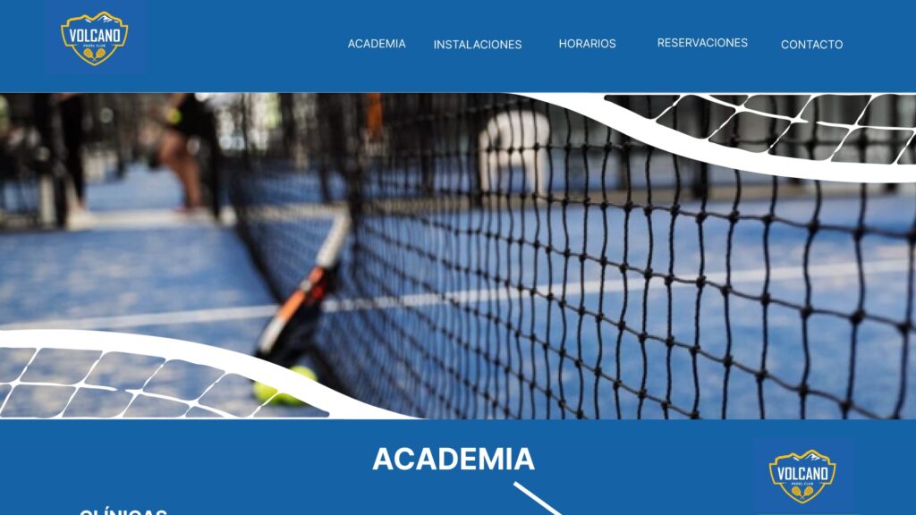 Proyecto Jannova landing page Volcano Padel Colima ejemplo web design azul